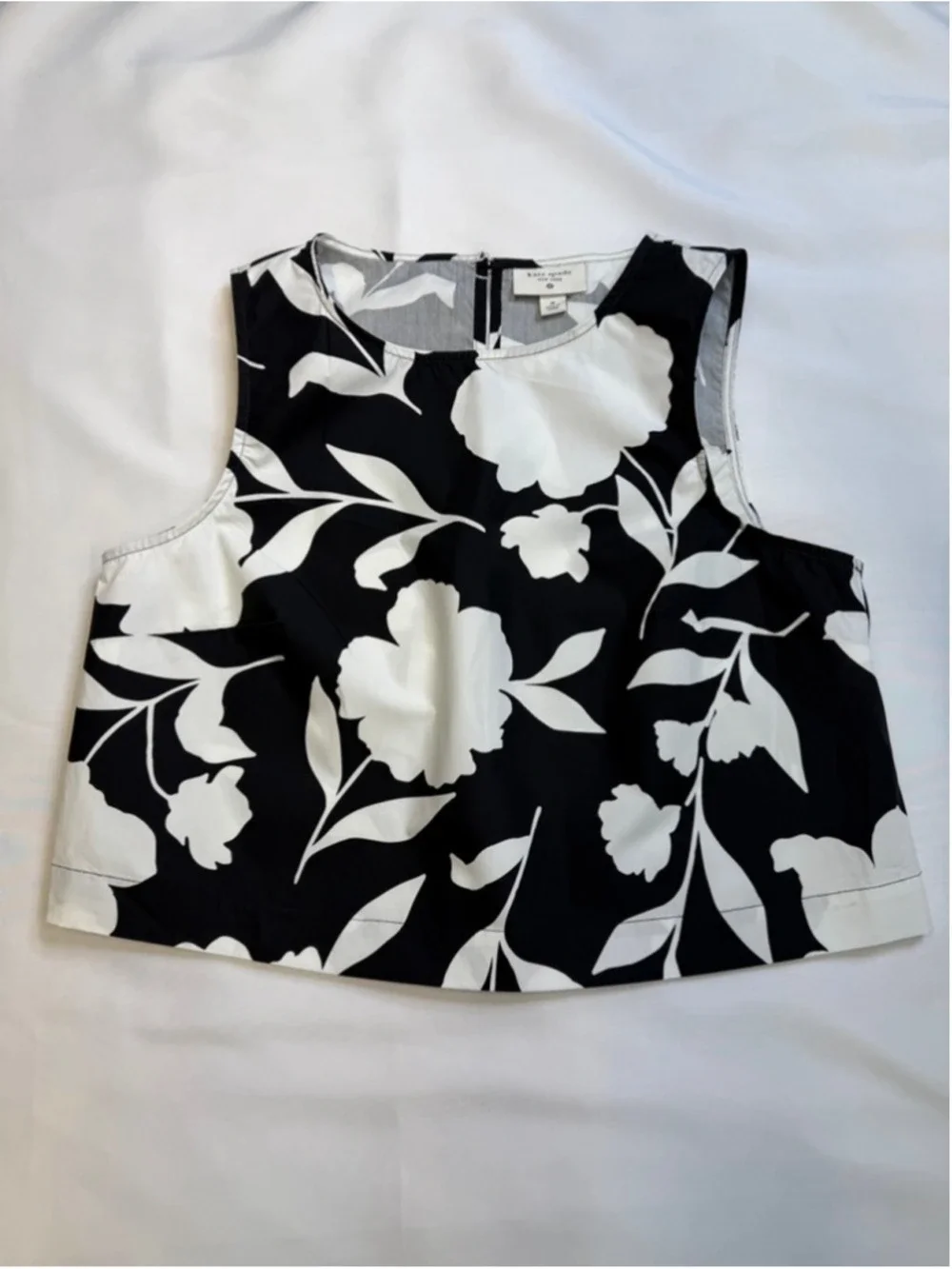 kate spade Black and White Floral Crop Top